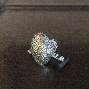 Sterling Silver & 18k Gold Hammered Ring